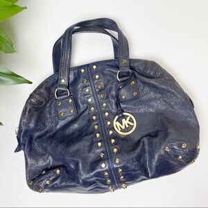 Michael Kors "Astor" studded blue leather handbag
